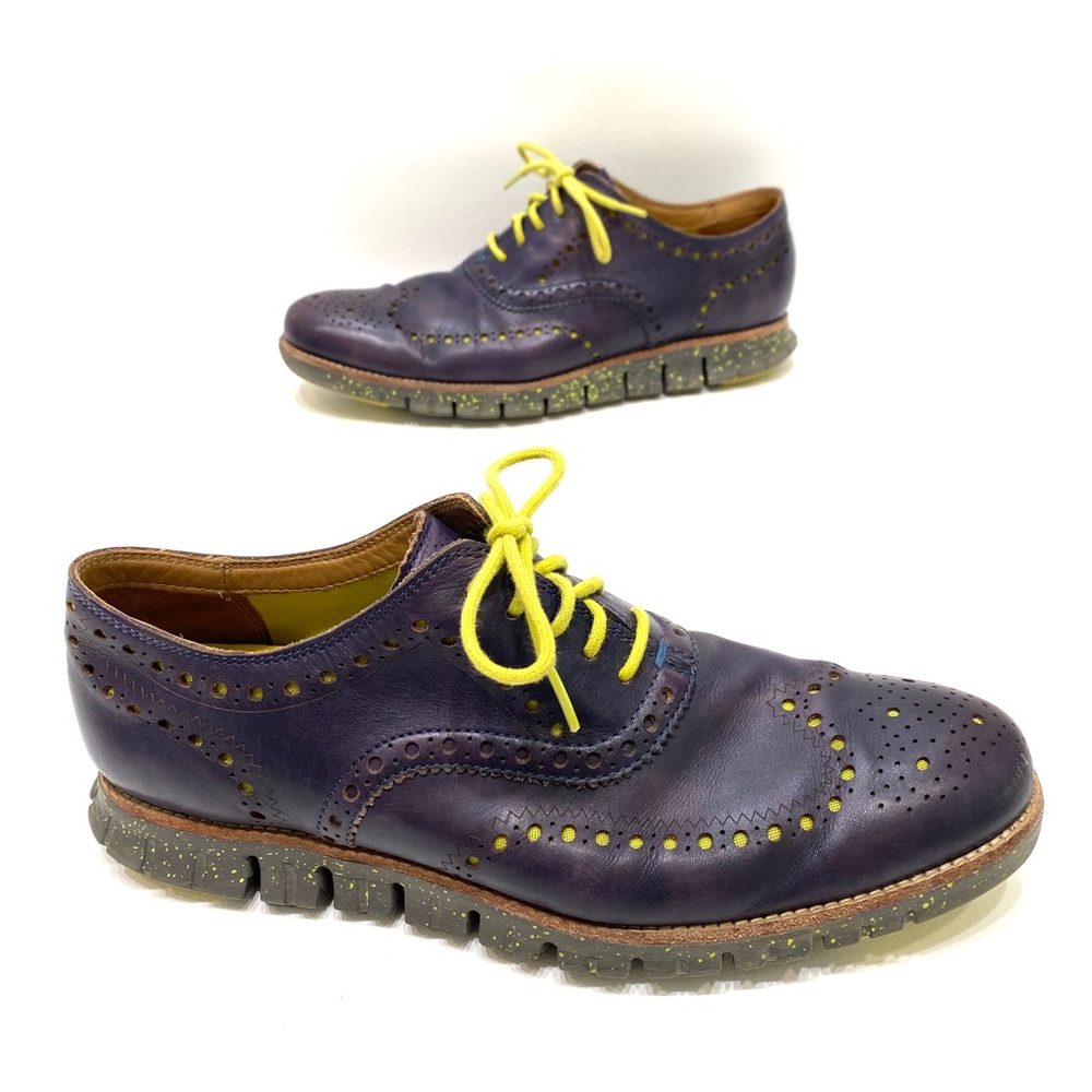 Cole Haan zerogrand purple/lime wing tip size 10.5